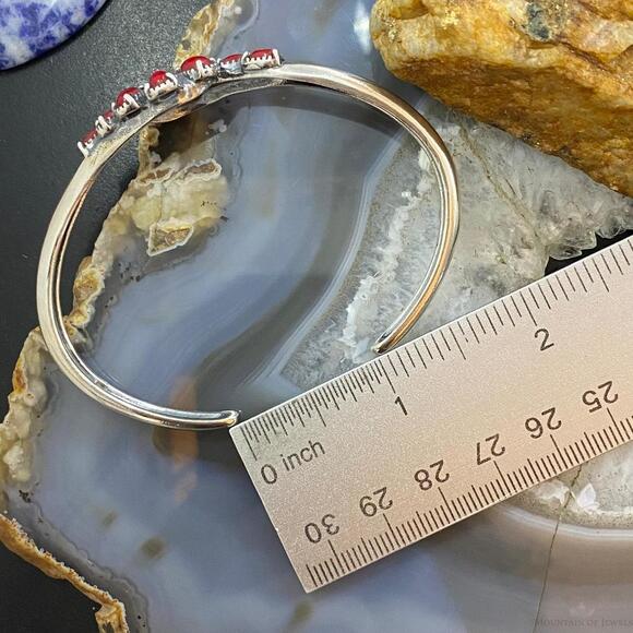 Carolyn Pollack Southwestern Style Sterling Red Jasper Cluster Women's Bracelet - Picture 8 of 10